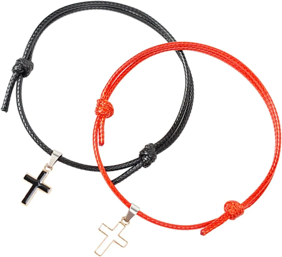 1 Pair Couple Wax Cord Bracelets Stylish Cross Friendship Wristbands for Him and Her Durable Matching Jewelry for All Occasions Present for Valentine Day Anniversaries Friends