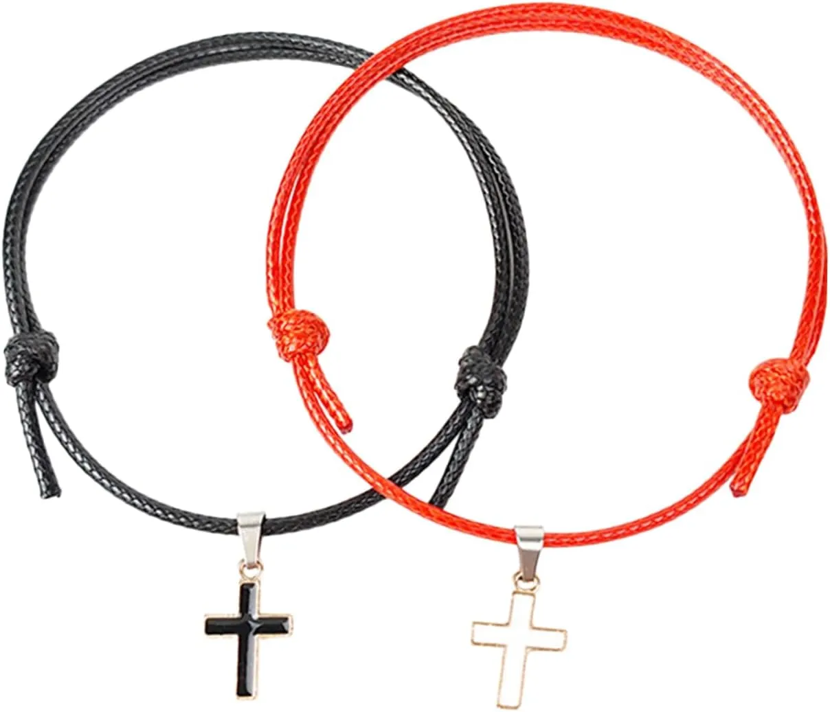 1 Pair Cross Bracelet Wrist Bands Wristbands Charm Bracelets Strand Bracelets Couple Bracelet Friendship Bracelet Wax Cord Bracelets Link Charm Bracelet Wrist Decoration Alloy