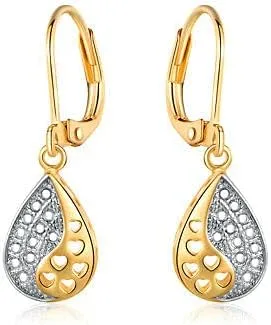 14k Two-Tone Gold Plated Opal Drop Dangle Earring for Women