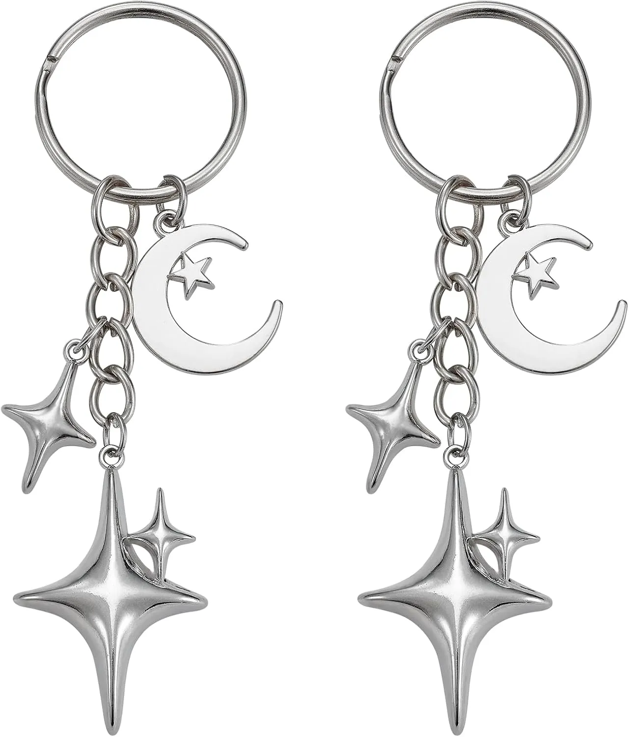2 Pcs Cute Star Moon Keychain Car Keychain Portable for Women Keychains Bag Accessories Holiday Gifts