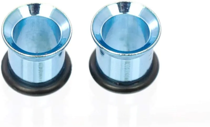 2PCS Surgical Steel 2mm-14mm PVD Metallic Aqua Single Flared Tunnels Gauges Ear Expander Stretching Kit Plugs Piercing O Ring Tunnels for Women Men