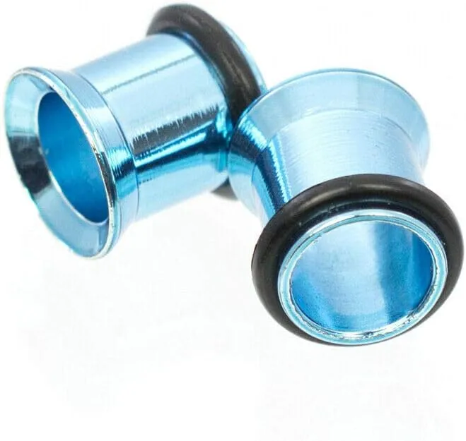 2PCS Surgical Steel 2mm-14mm PVD Metallic Aqua Single Flared Tunnels Gauges Ear Expander Stretching Kit Plugs Piercing O Ring Tunnels for Women Men