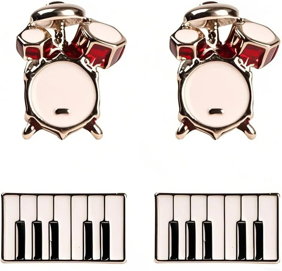 4-Piece Musical Drum Brooch Set, Alloy Badges for Men's Clothing, Stylish Accessories for Music Enthusiasts