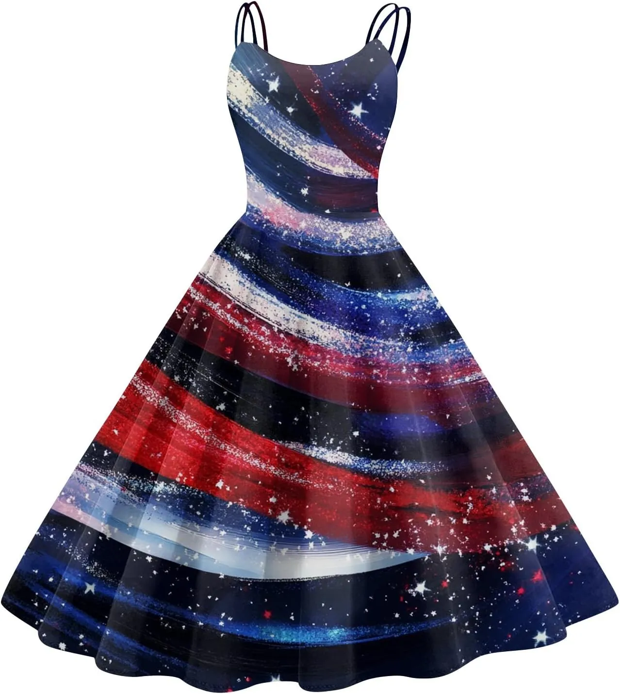 4th of July Dress for Women Women's Independence Day Print Off-The-Shoulder 50s 60s Punk Vintage Dresses
