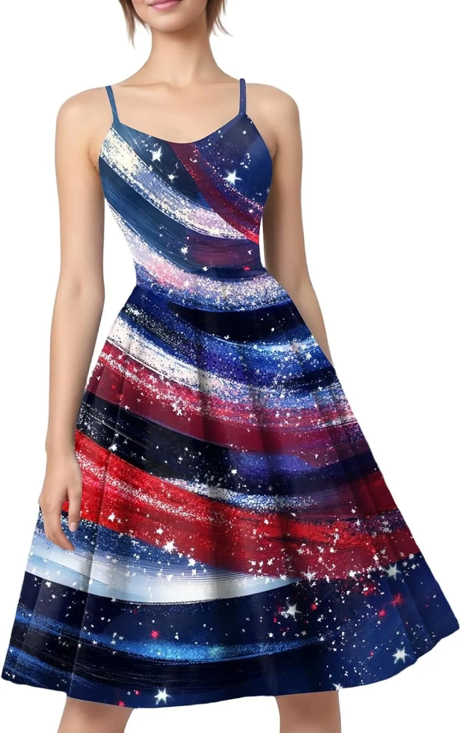 4th of July Dress for Women Women's Independence Day Print Off-The-Shoulder 50s 60s Punk Vintage Dresses