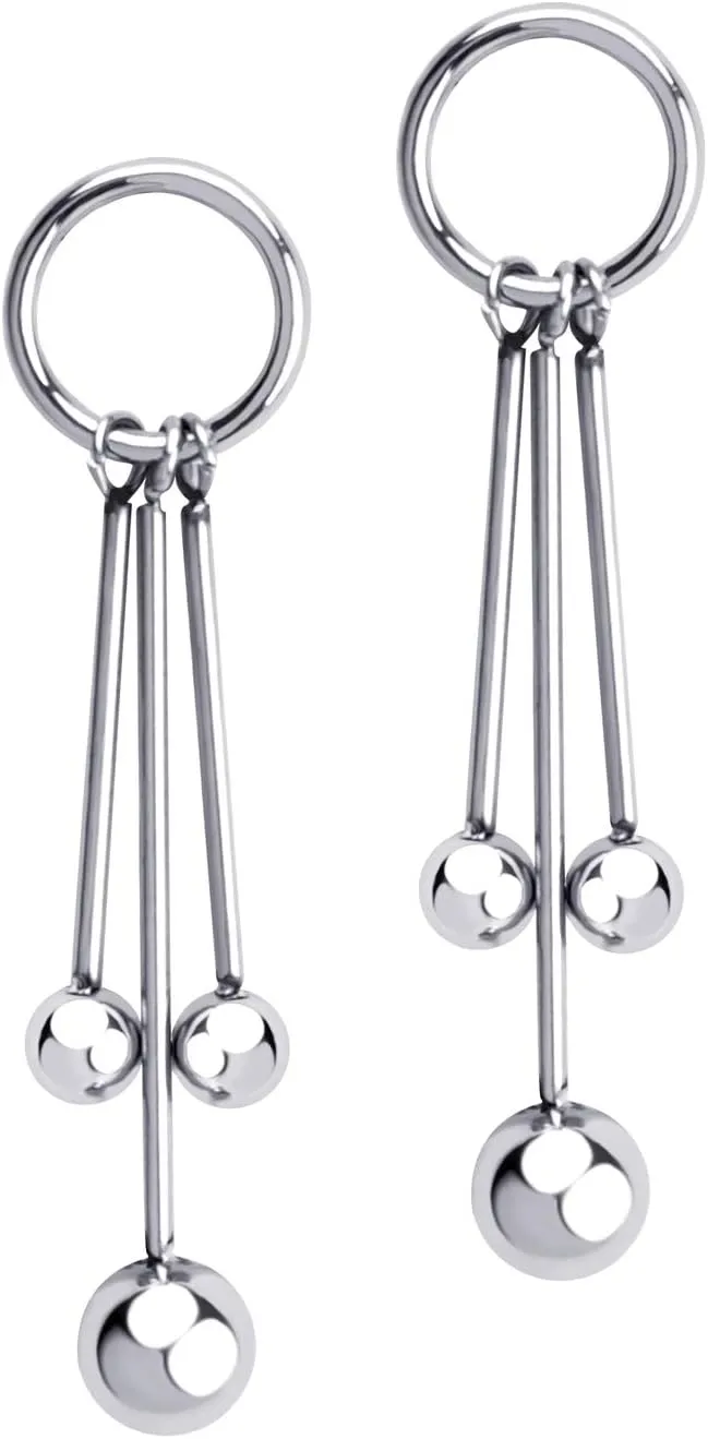 555Jewelry Stainless Steel Dangle Drop Bar Ball Earrings for Women & Ladies