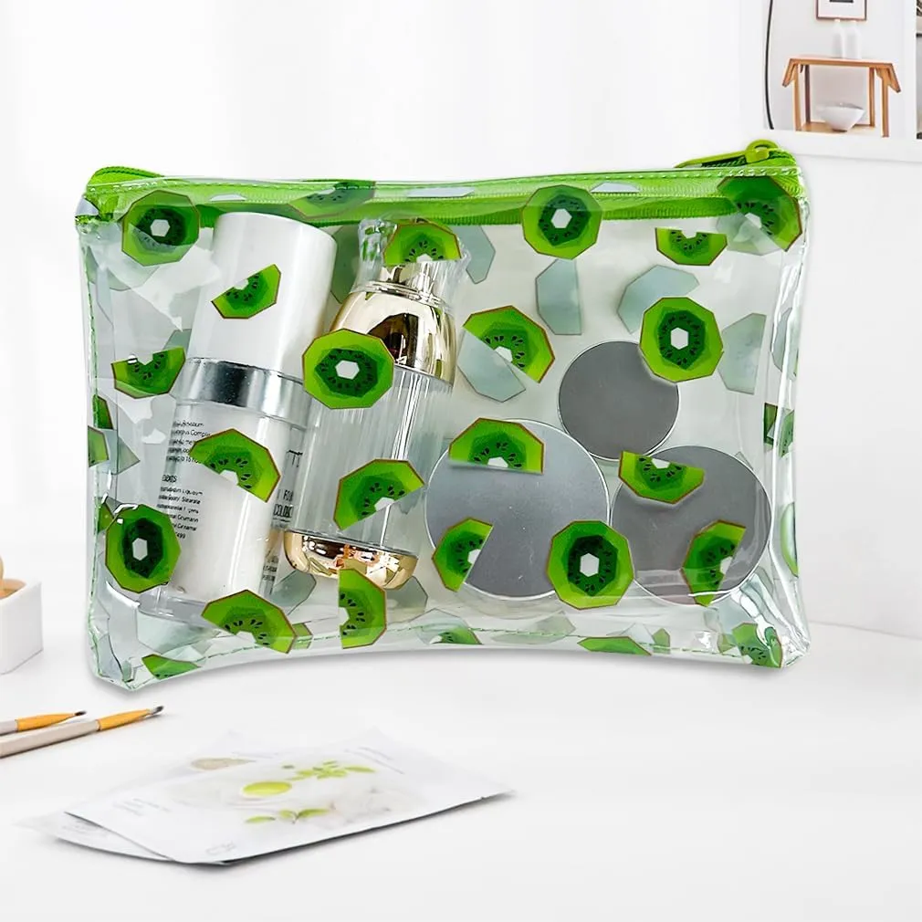 6PCS Patterned Zipper Pouch with Kiwifruit Print, Portable Mini Coin Purse, Clear Bag, Small Storage Bag Measuring 8.27 x 5.9 inches (Kiwifruit printing-6pcs)