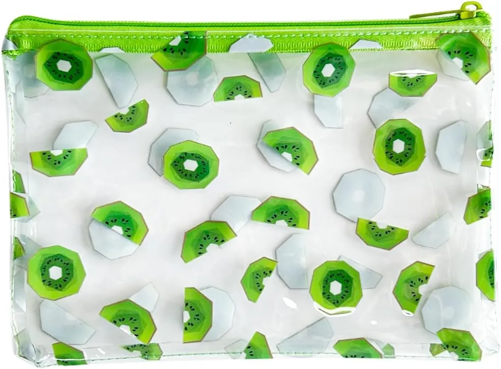 6PCS Patterned Zipper Pouch with Kiwifruit Print, Portable Mini Coin Purse, Clear Bag, Small Storage Bag Measuring 8.27 x 5.9 inches (Kiwifruit printing-6pcs)