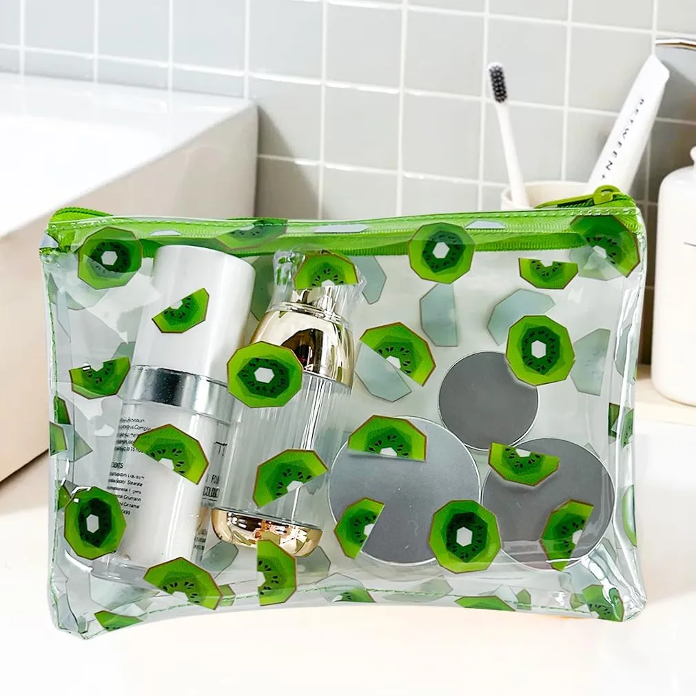 6PCS Patterned Zipper Pouch with Kiwifruit Print, Portable Mini Coin Purse, Clear Bag, Small Storage Bag Measuring 8.27 x 5.9 inches (Kiwifruit printing-6pcs)