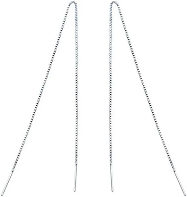925 Sterling Silver Simple Tassel Threader Drop Bar Party Earrings 6 Lengths