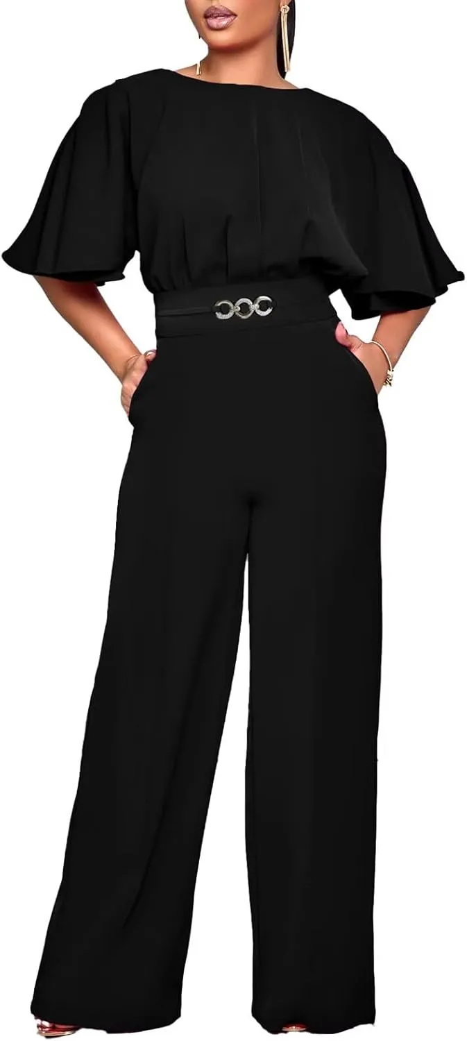 acelyn Elegant Jumpsuit for Women Dressy Sexy Plus Size Wide Leg Pant Suit One Piece Party Outfits