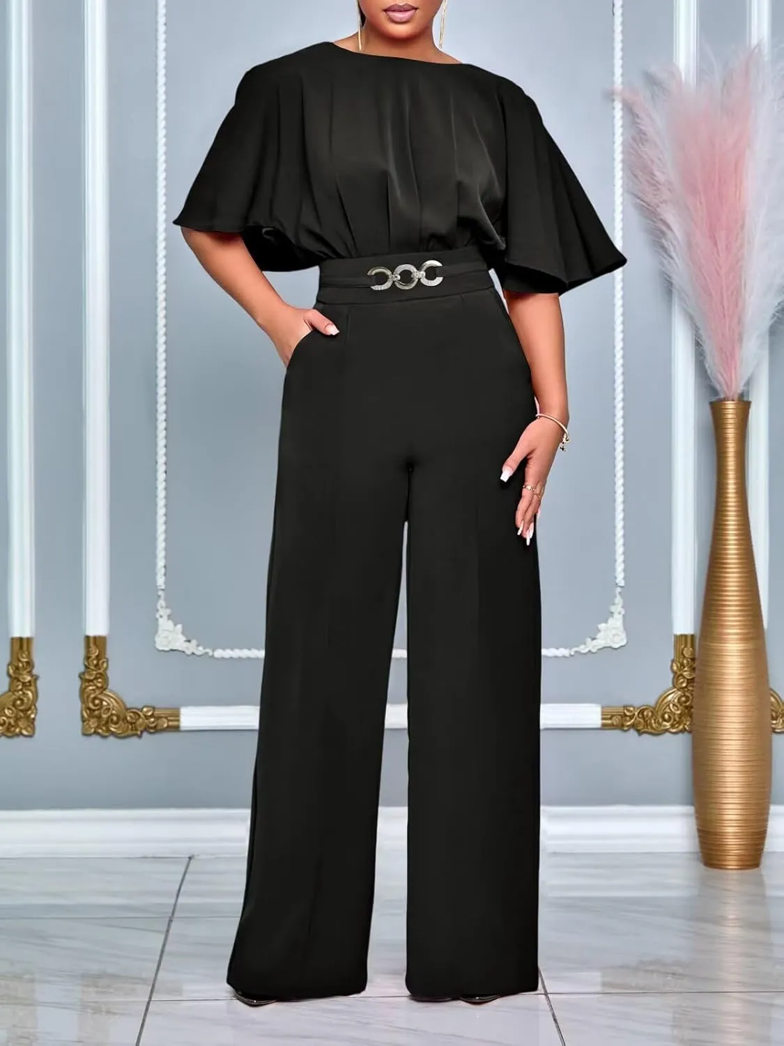 acelyn Elegant Jumpsuit for Women Dressy Sexy Plus Size Wide Leg Pant Suit One Piece Party Outfits