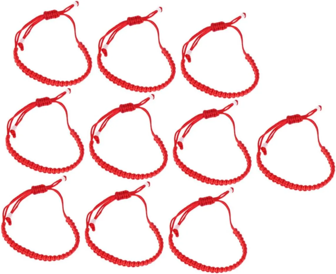 Adjustable Red Rope String Bracelets Set Delicate Beaded Handmade Woven Bracelets Perfect Decor for Parties