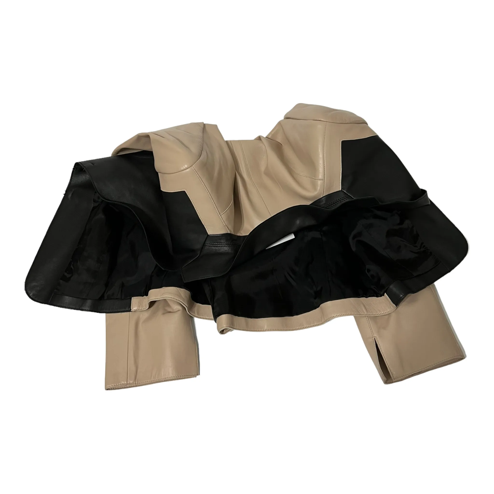 AKRIS PUNTO TWO-TONE NAPPA LEATHER JACKET ZS 10