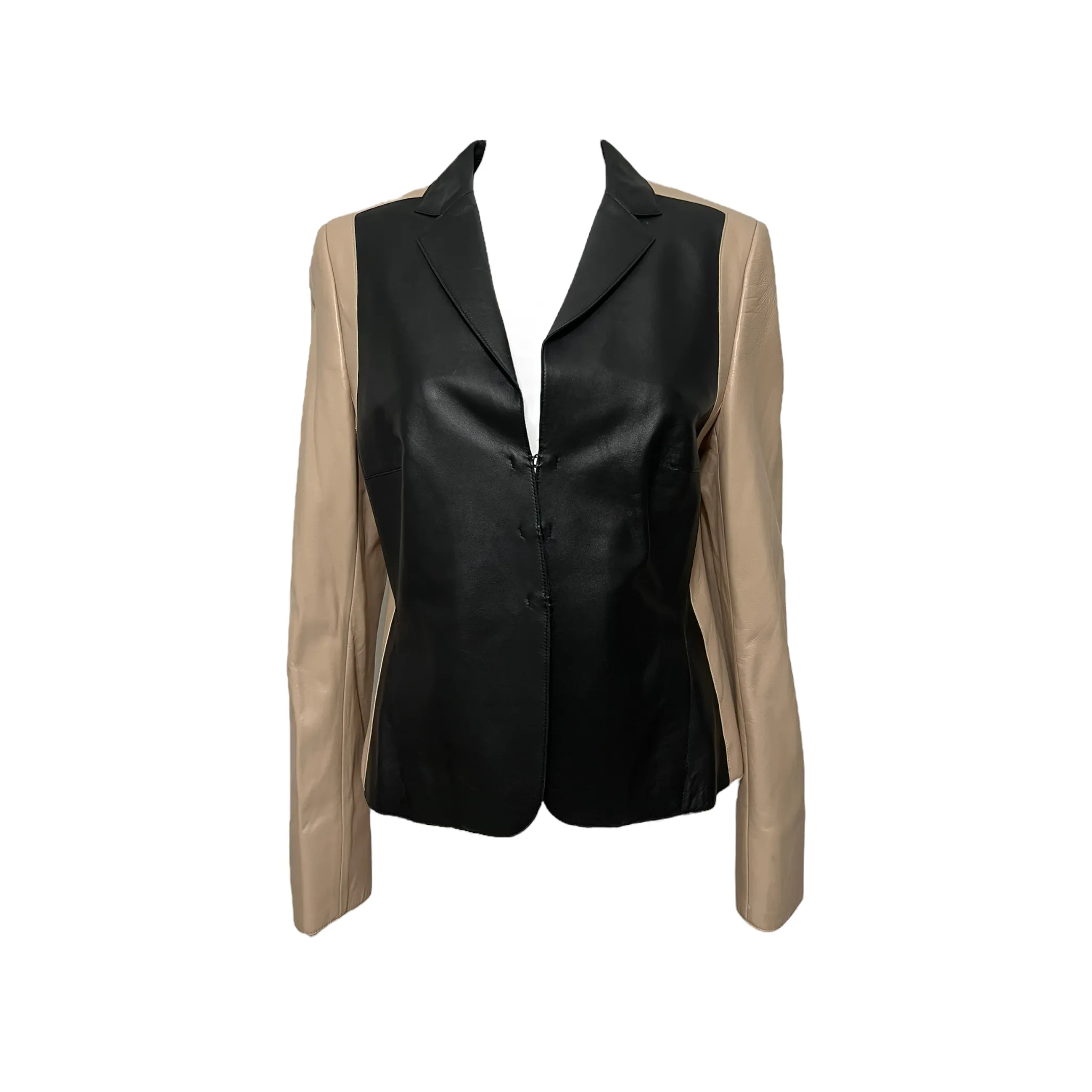 AKRIS PUNTO TWO-TONE NAPPA LEATHER JACKET ZS 10