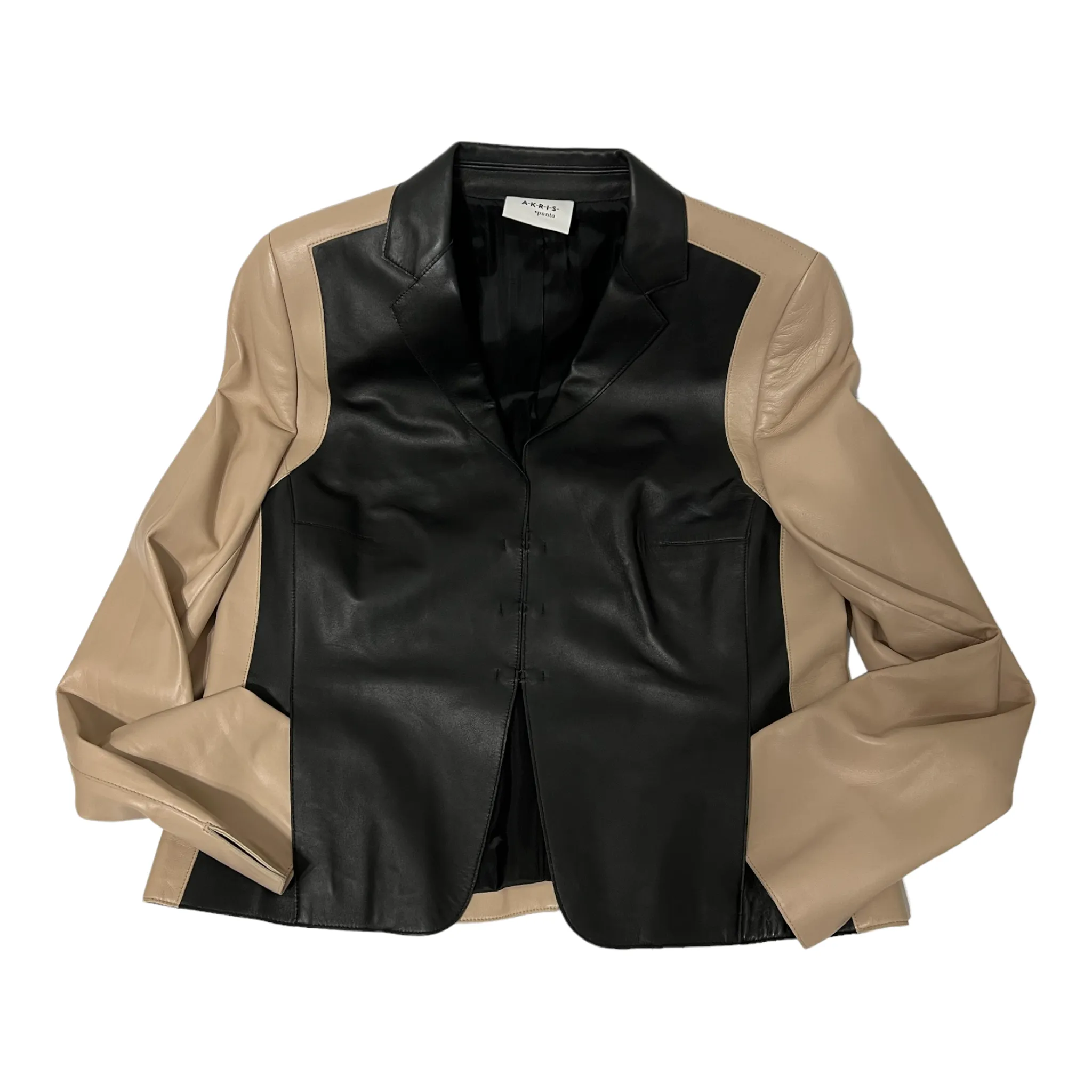 AKRIS PUNTO TWO-TONE NAPPA LEATHER JACKET ZS 10