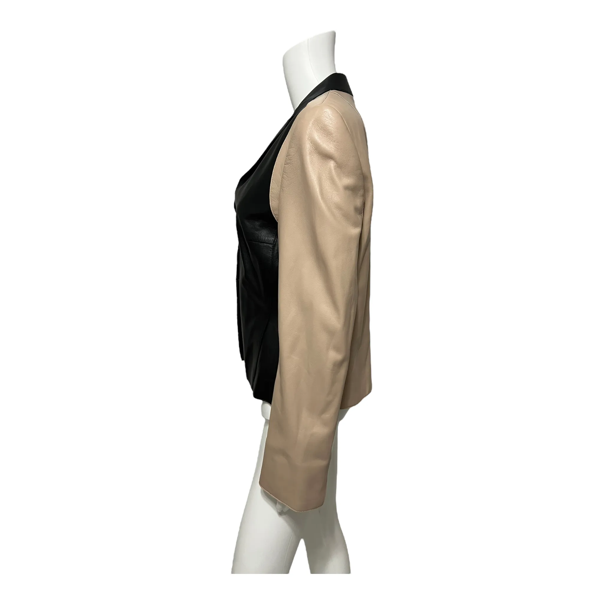 AKRIS PUNTO TWO-TONE NAPPA LEATHER JACKET ZS 10