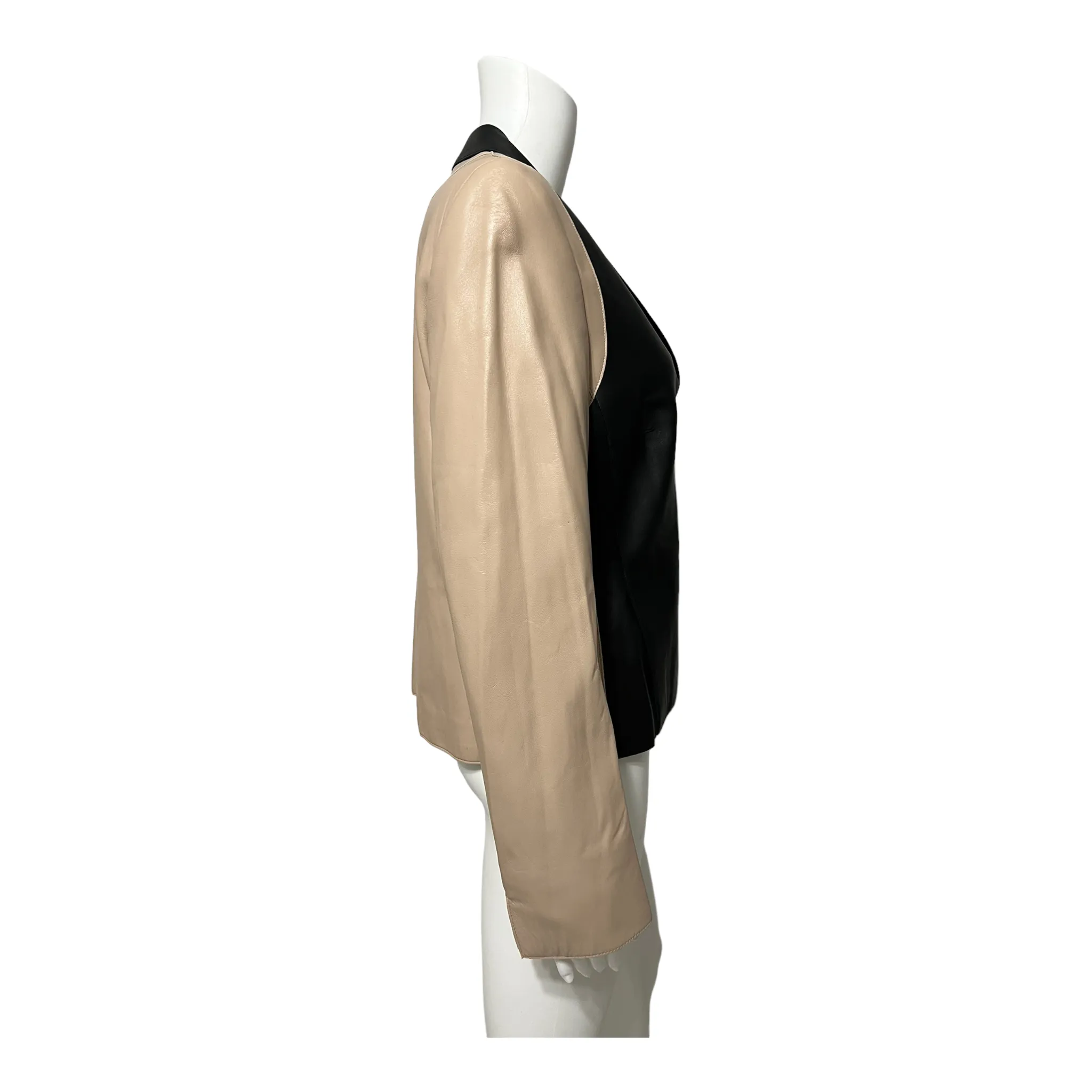AKRIS PUNTO TWO-TONE NAPPA LEATHER JACKET ZS 10
