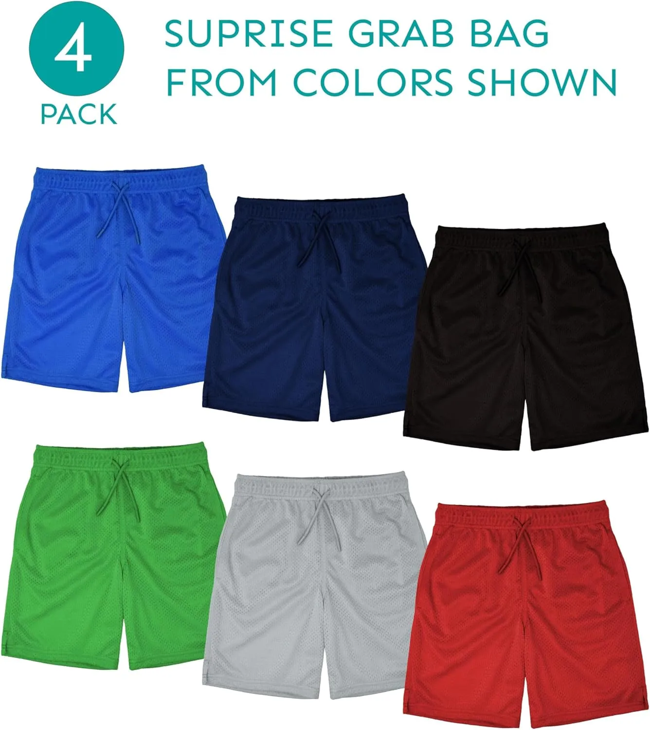 Andrew Scott Boys Active Performance & Mesh Style Basketball Sport Shorts - Multi Packs