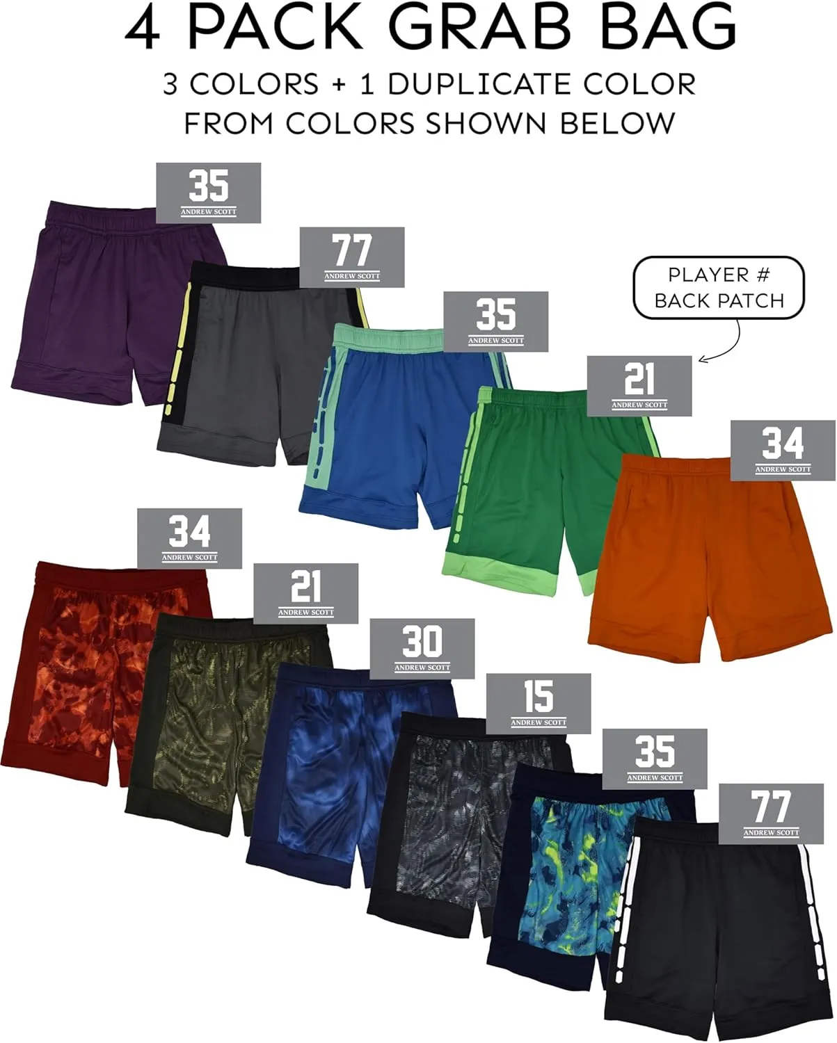 Andrew Scott Boys Active Performance & Mesh Style Basketball Sport Shorts - Multi Packs
