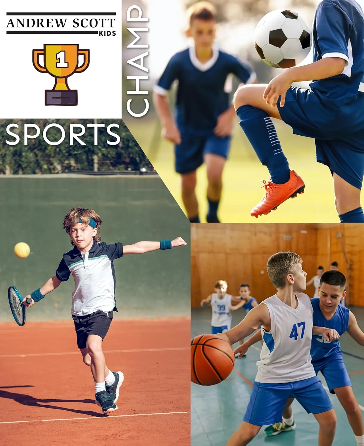 Andrew Scott Boys Active Performance & Mesh Style Basketball Sport Shorts - Multi Packs