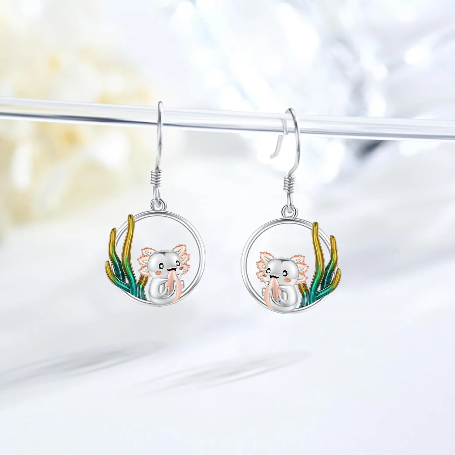 Animal Earrings 925 Sterling Silver Chicken/Bee/Axolotl Dangle Drop Earrings for Animal Lovers Women