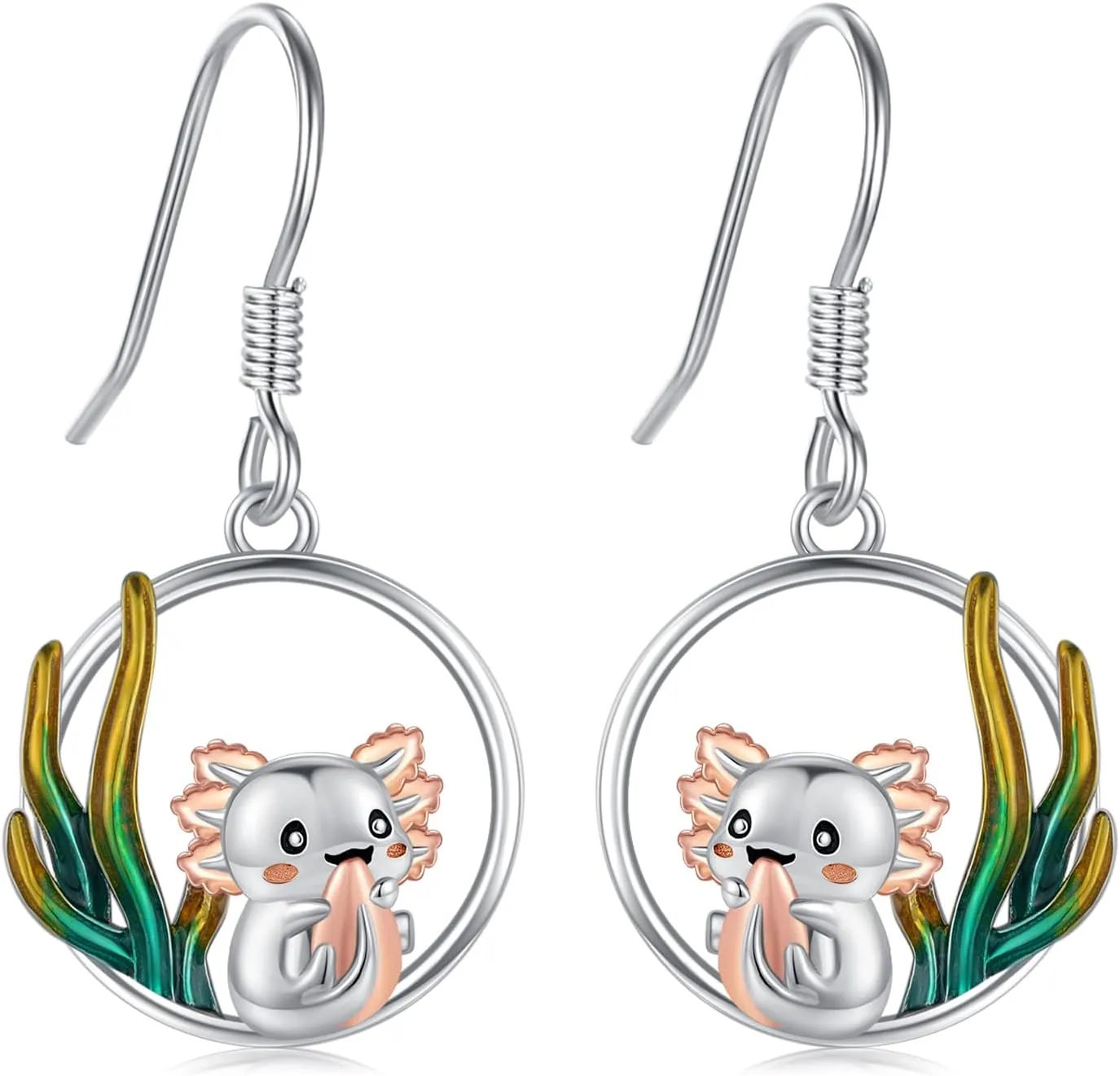 Animal Earrings 925 Sterling Silver Chicken/Bee/Axolotl Dangle Drop Earrings for Animal Lovers Women