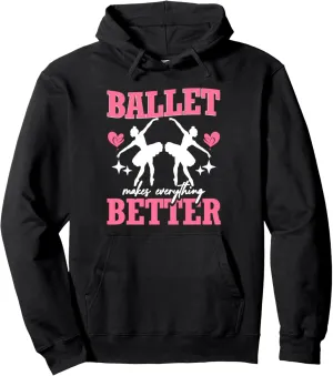 Ballet Ballerina Dancing Pointe Shoes Pirouette Women Kids Pullover Hoodie