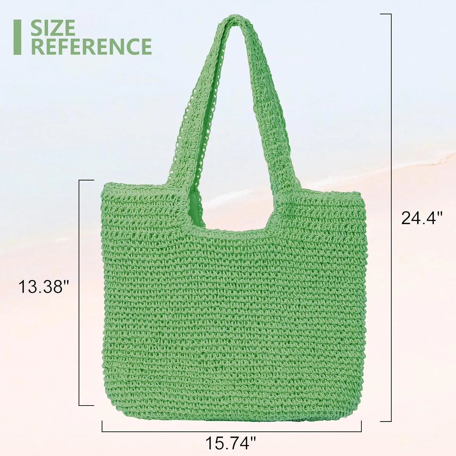 Beach Bags for Women - Summer Soft Large Woven Shoulder Purse Handbag, Beach Tote Straw Bag for Summer Vacation