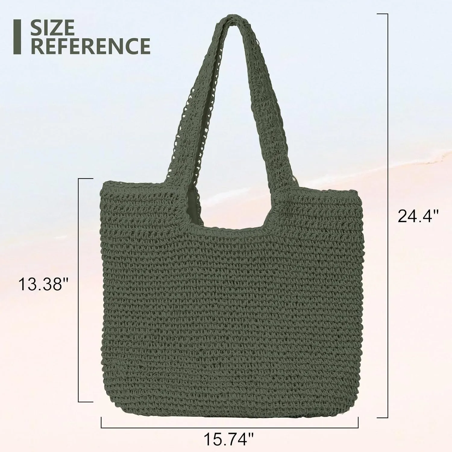 Beach Bags for Women - Summer Soft Large Woven Shoulder Purse Handbag, Beach Tote Straw Bag for Summer Vacation