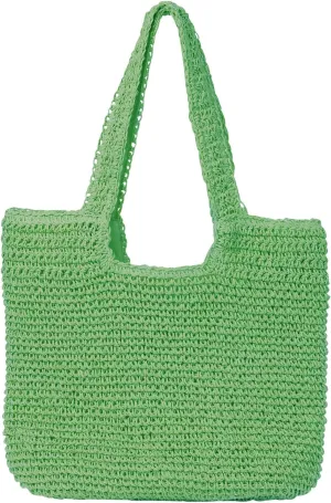 Beach Bags for Women - Summer Soft Large Woven Shoulder Purse Handbag, Beach Tote Straw Bag for Summer Vacation