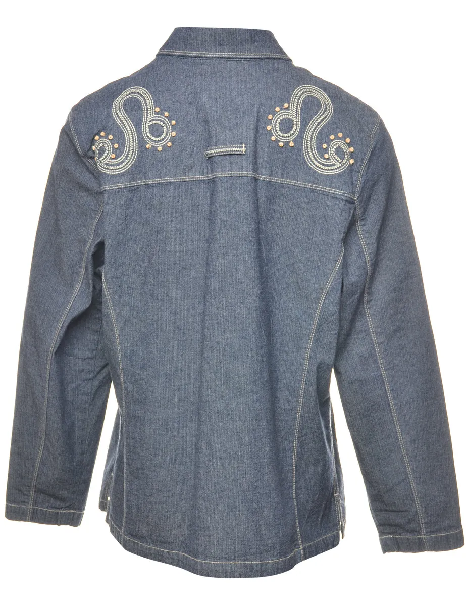 Beaded Denim Jacket - L