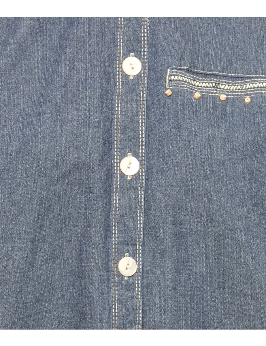 Beaded Denim Jacket - L