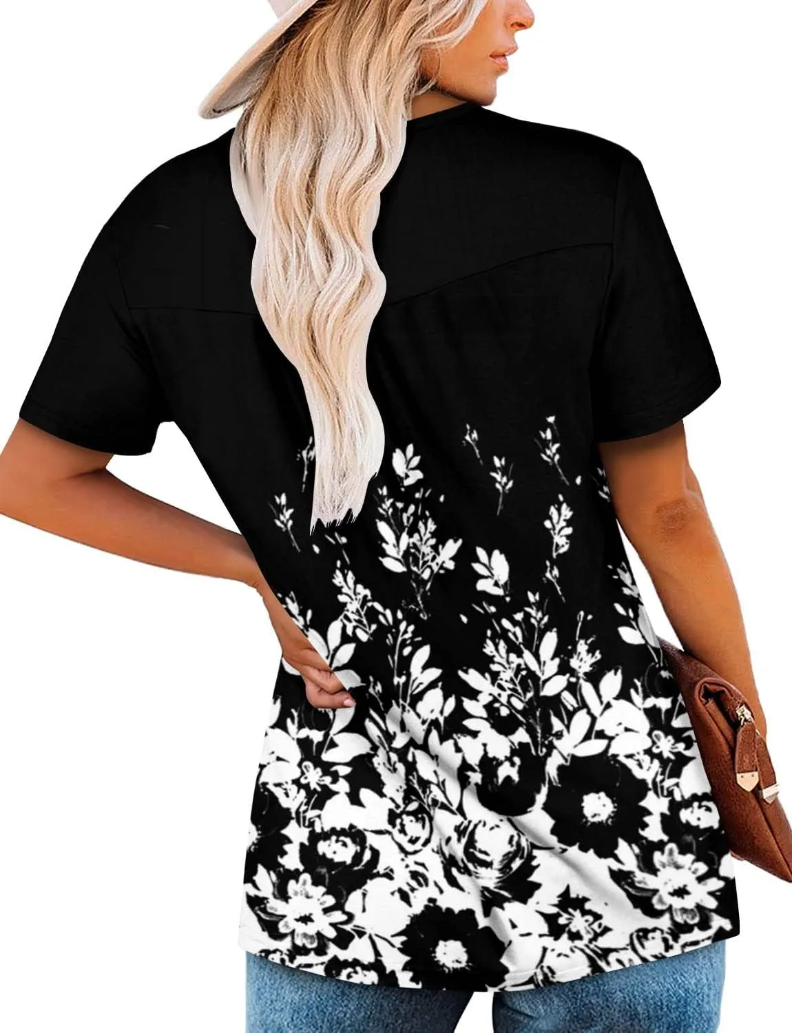 BETTE BOUTIK Women's Summer Tunic Tops Flowy Flare Botton Down Shirts Blouses S-3XL