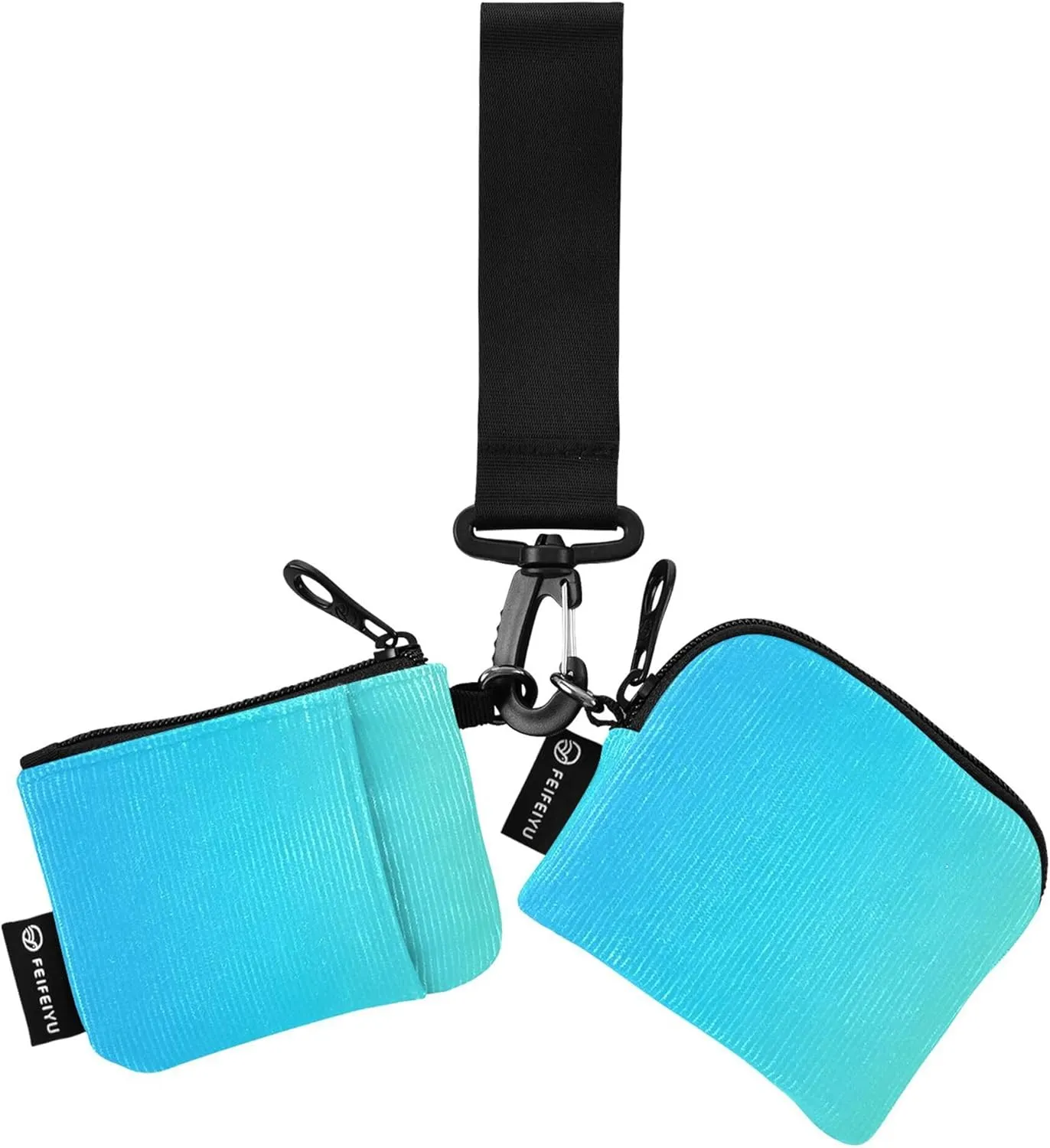 Blue Gradient Dual Wristlet Wallets for Women Compact Size Change Purse Wallet with Wristle Strap for Ladies Girls 2 Pcs