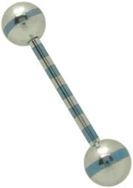 BodyJewelryOnline Blue Striped Metallic Barbell/Tongue Ring