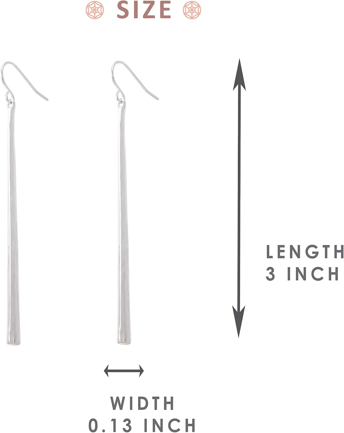 Bonaluna Long, Thin, Hammered, Shield Metal Bar Basic Dangle Drop Earrings for Women