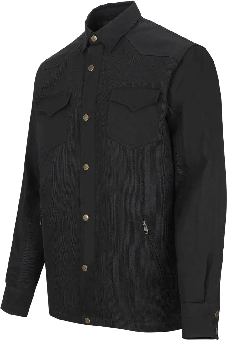 Bores Driver Mesh Motorcycle Shirt with Back Protectors, Black