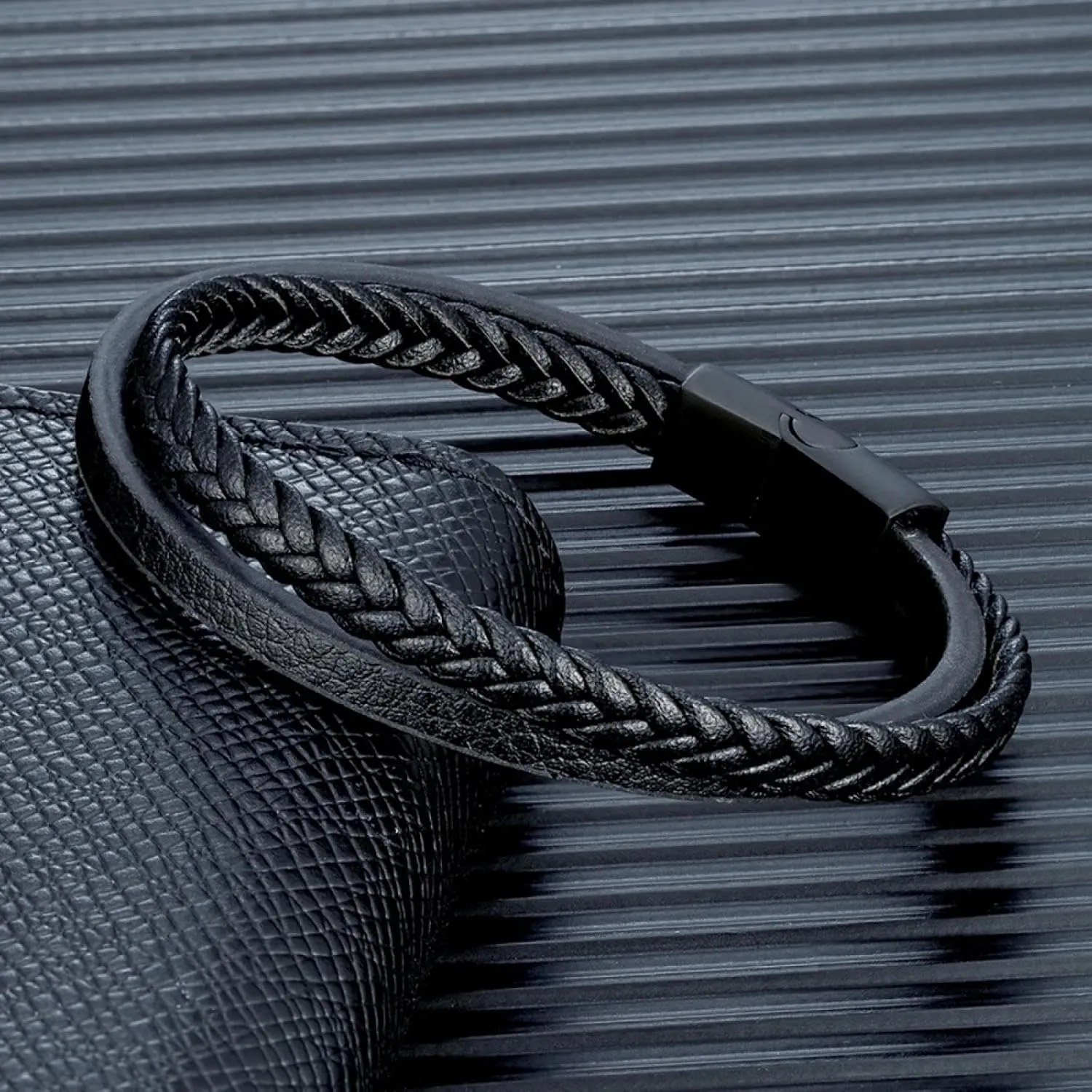 Bracelet Men Bracelets Jewellery Minimalist Men Double Strand Woven Leather Bracelet Matte Black Accessories Handmade