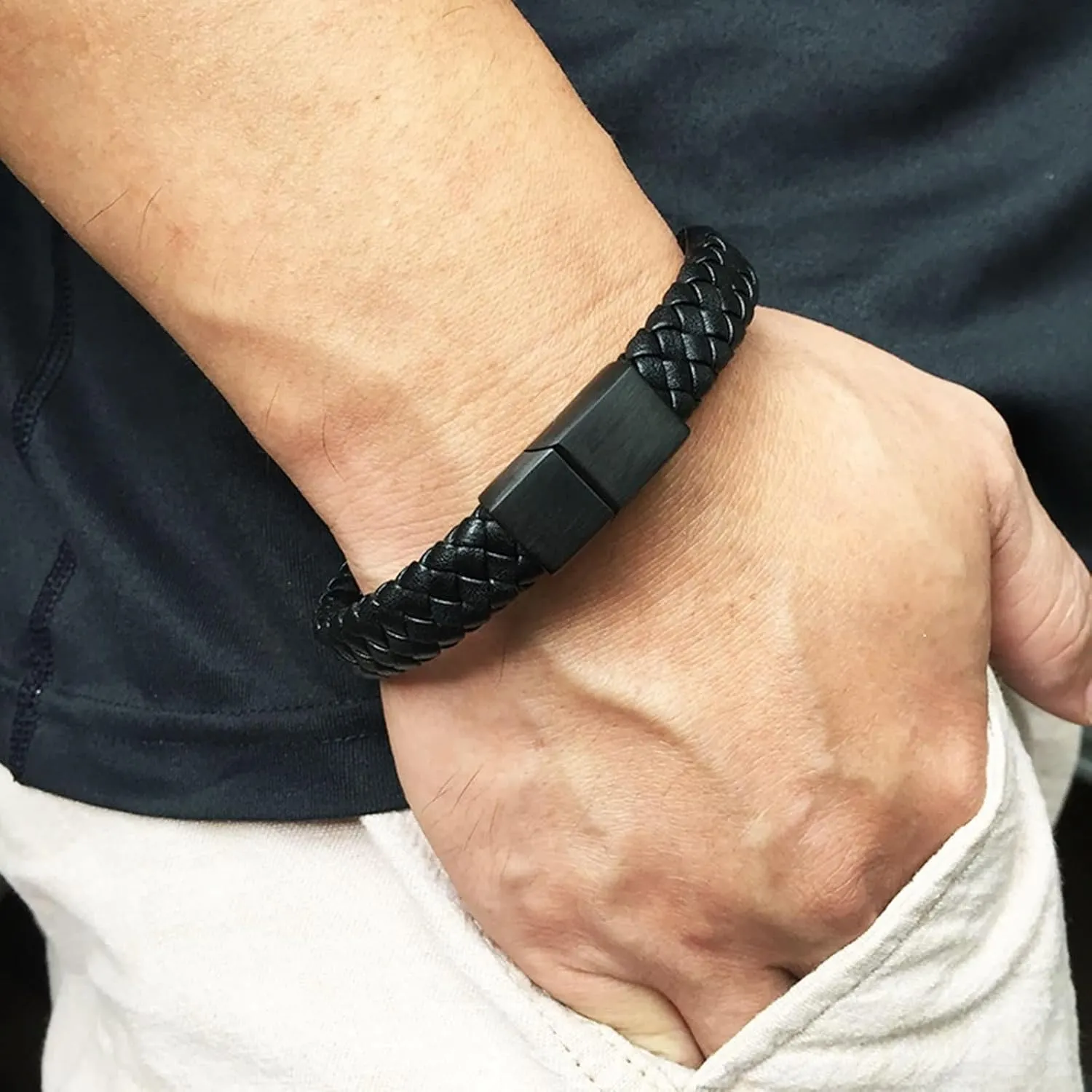 Brown Chain Bracelets for Men,Chain Bracelet for Men Stainless Steel Braided Men's Bracelets