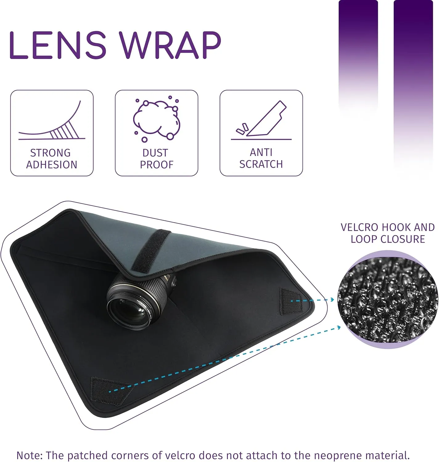 Cam Design 3mm Protective Neoprene Equipment Lens Wrap, Scratch & Dustproof DSLR Wrap, Compatible with Canon, Nikon, Pentax, Sony, Panasonic, & Fujifilm Cameras (19 inch x 19 inch, Gray)