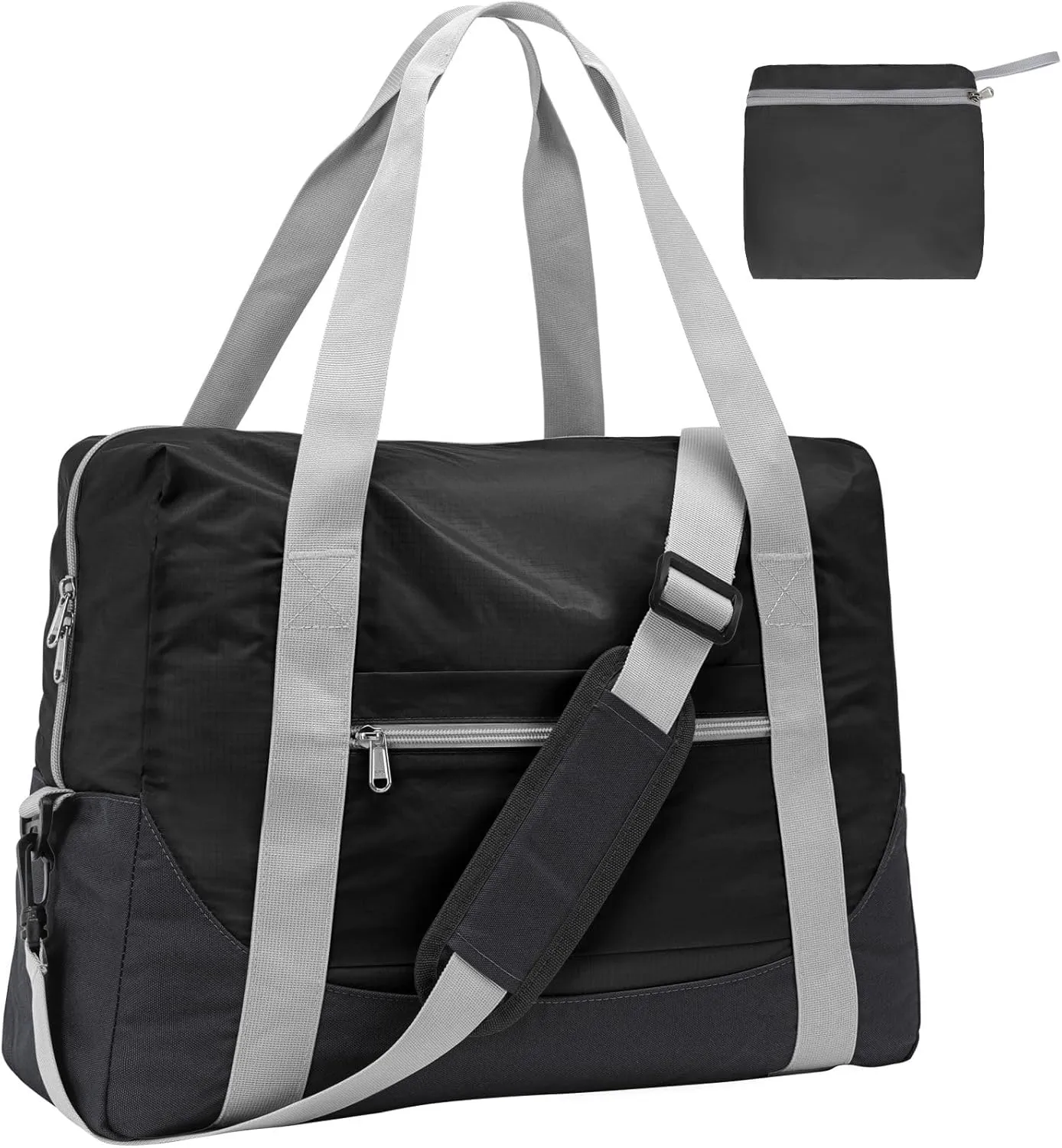 Cambond Spirit Airlines Personal Item Bag 18x14x8 Inch - 30L Lightweight Carry on Personal Item Travel Bag for Short Trip with Shoulder Strap, Compact Underseat Foldable Travel Duffel Bags, Black
