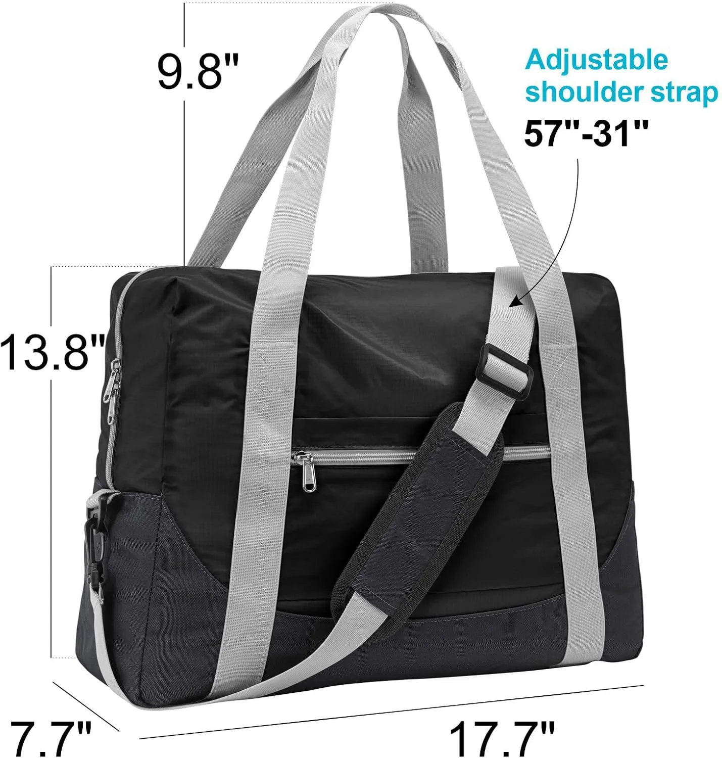 Cambond Spirit Airlines Personal Item Bag 18x14x8 Inch - 30L Lightweight Carry on Personal Item Travel Bag for Short Trip with Shoulder Strap, Compact Underseat Foldable Travel Duffel Bags, Black