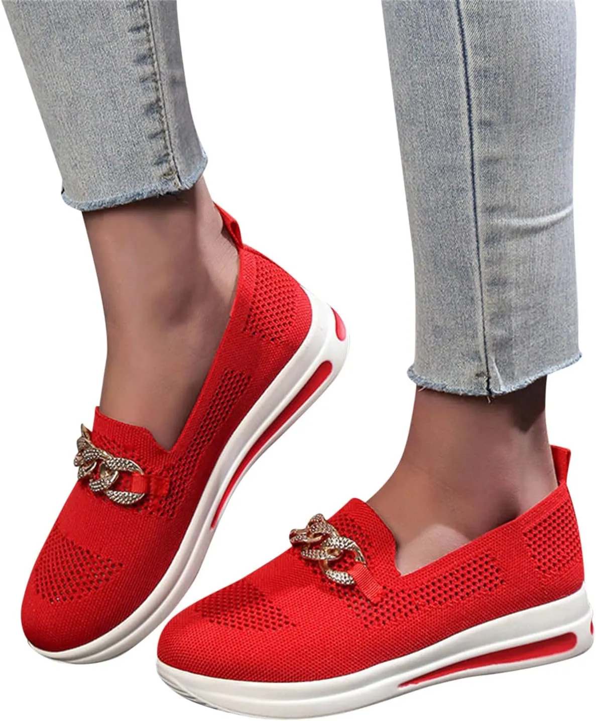 Cathalem Walking Shoes for Women, Women's Slip on Shoes Canvas Shoes Non Slip Fashion Sneakers for Women Low Top Loafers