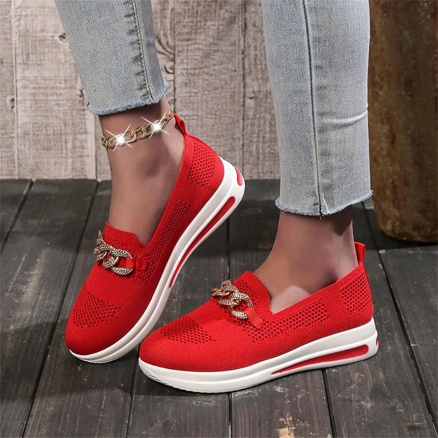 Cathalem Walking Shoes for Women, Women's Slip on Shoes Canvas Shoes Non Slip Fashion Sneakers for Women Low Top Loafers