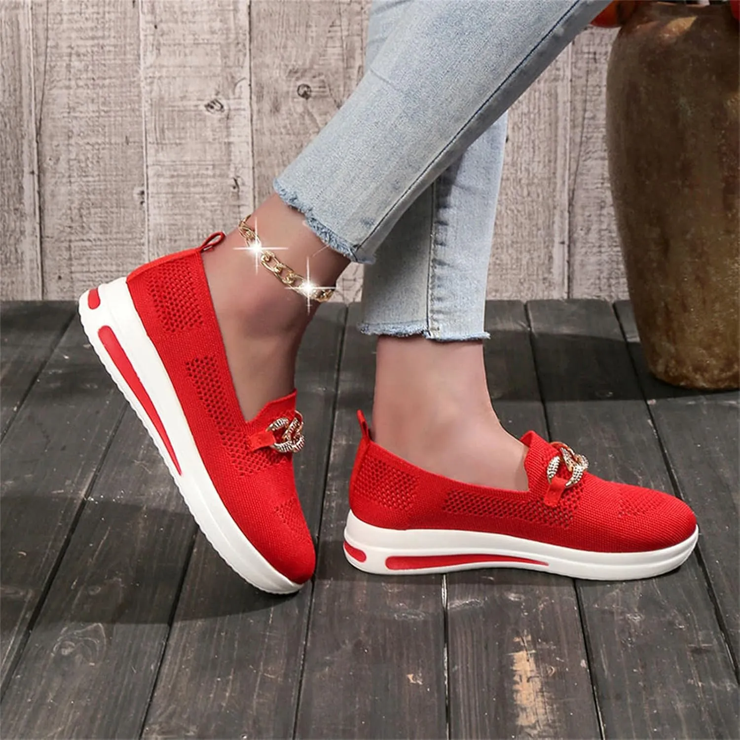 Cathalem Walking Shoes for Women, Women's Slip on Shoes Canvas Shoes Non Slip Fashion Sneakers for Women Low Top Loafers
