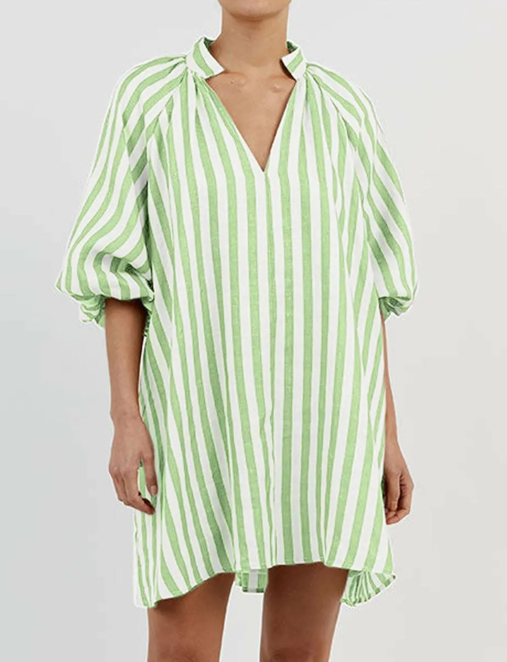 CHARTOU Women Summer Striped Beach Vacation Mini Dress 3/4 Sleeve Boho Chic Outfits Tunic Shift Dress
