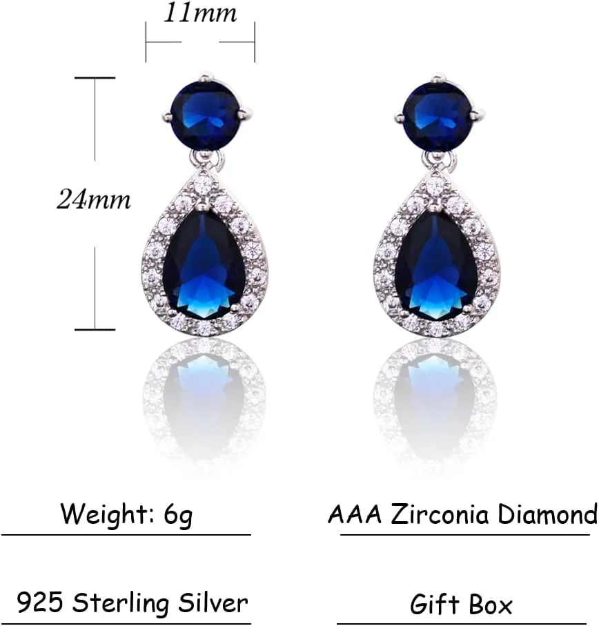 CHERUBIC Women Teardrop Drop Earrings Halo Round Cut White Gold Plated Cubic Zirconia Crystal Elegant Pear Dangle Earrings Jewelry