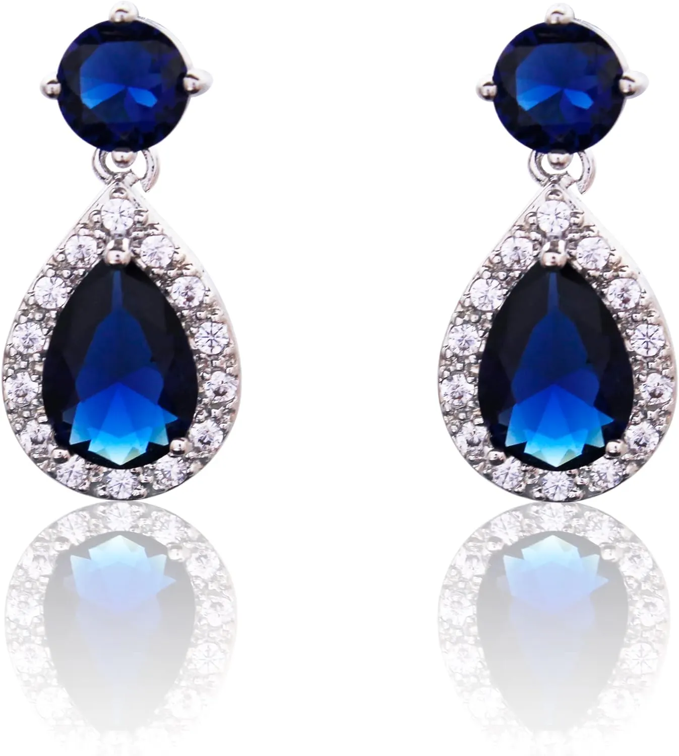 CHERUBIC Women Teardrop Drop Earrings Halo Round Cut White Gold Plated Cubic Zirconia Crystal Elegant Pear Dangle Earrings Jewelry