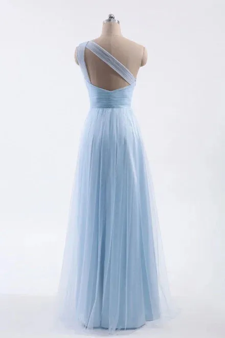 Chic Two Tone One Shoulder A-Line Empire Bridesmaid Dress